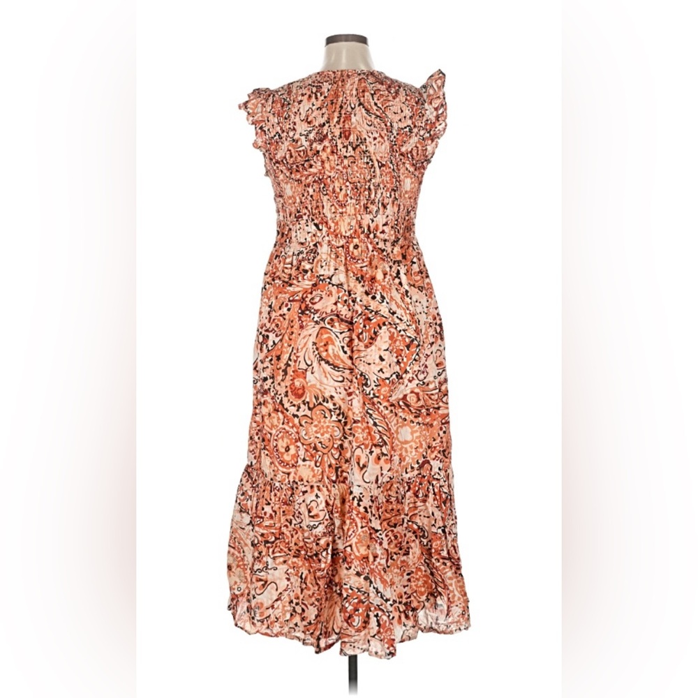 Anthropologie The Peregrine Midi Dress, beautiful warm palette bronze, reds, xl - Picture 4 of 7